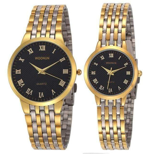 Planet Gates 8031QGB Couple Watches WOONUN Top Brand Luxury Gold Ultra Thin Quartz Watches Women Men Lovers Watch Set Valentine Gift
