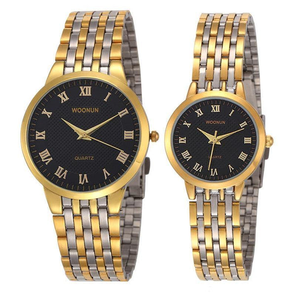 Planet Gates 8031QGB Couple Watches WOONUN Top Brand Luxury Gold Ultra Thin Quartz Watches Women Men Lovers Watch Set Valentine Gift