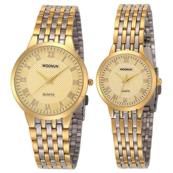 Planet Gates 8031QGG Couple Watches WOONUN Top Brand Luxury Gold Ultra Thin Quartz Watches Women Men Lovers Watch Set Valentine Gift