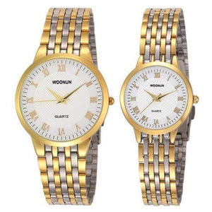 Planet Gates 8031QGW Couple Watches WOONUN Top Brand Luxury Gold Ultra Thin Quartz Watches Women Men Lovers Watch Set Valentine Gift