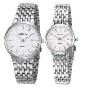 Planet Gates 8036QGB Lovers Watches WOONUN Famous Brand Luxury Women Men Full Steel Quartz Ultra Thin Watches Couple Watches