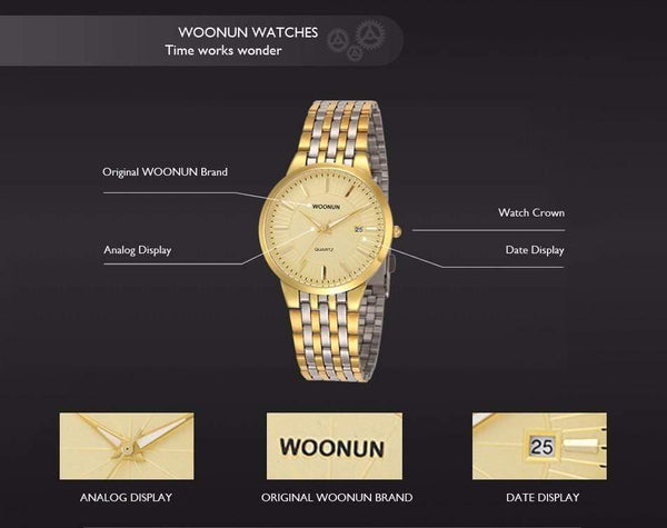 Planet Gates 8036QGB Lovers Watches WOONUN Famous Brand Luxury Women Men Full Steel Quartz Ultra Thin Watches Couple Watches