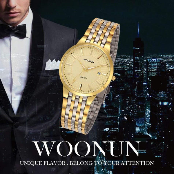 Planet Gates 8036QGB Lovers Watches WOONUN Famous Brand Luxury Women Men Full Steel Quartz Ultra Thin Watches Couple Watches