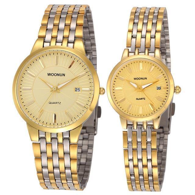 Planet Gates 8036QGB Lovers Watches WOONUN Famous Brand Luxury Women Men Full Steel Quartz Ultra Thin Watches Couple Watches