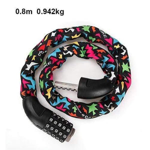 Planet Gates 80cm Bike Chain Lock 5 Digit Password Profession Bicycle Lock MTB Bike Motorcycle Sliding Glass Door Lock Cycling Accessories