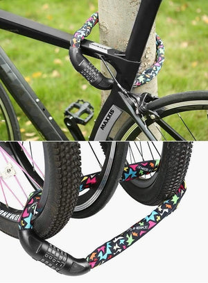 Planet Gates 80cm Bike Chain Lock 5 Digit Password Profession Bicycle Lock MTB Bike Motorcycle Sliding Glass Door Lock Cycling Accessories