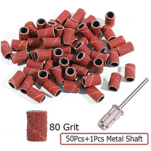 Planet Gates 80grit 50pcs 1shaft 2 Nail Drill Bits Foot Care Polishing Manicure Gel Polish Remover Replacement Tools Cutter Zebra Sanding Bands