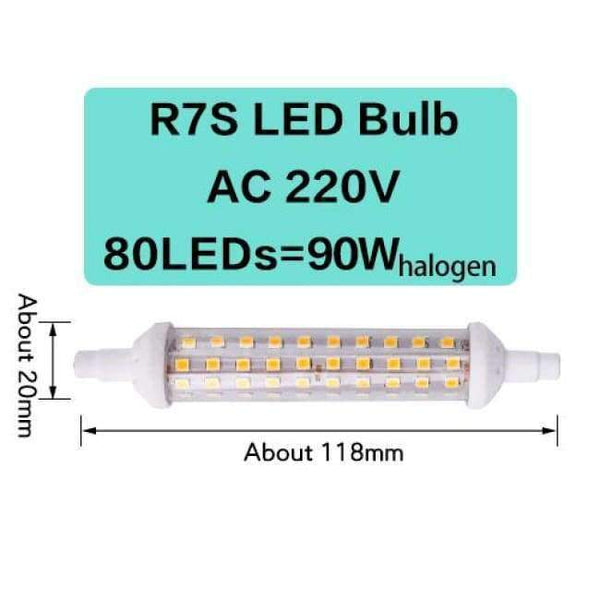 Planet Gates 80LED 9W 118MM / Yes / Cold White R7S J78 J118 Led Bulb Corn Lamp Dimmable 78mm 118mm 135mm 189mm Replace Halogen 150W 500W Floodlight Spot Light AC 220V 110V