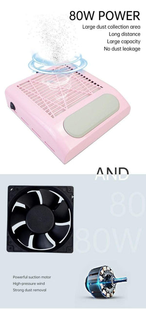 Planet Gates 80W Nail Dust Collector Fan Vacuum Cleaner Manicure Machine Tools With Filter Strong Power Nail Art Tool Nail Vacuum Cleaner