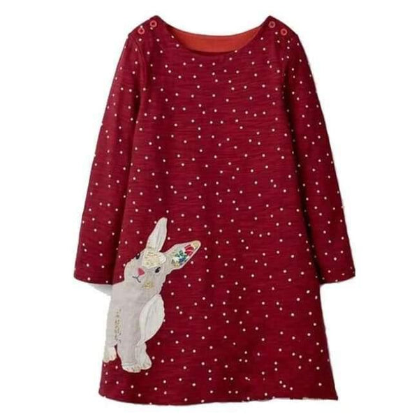Planet Gates 82 / 2T Girls Dress with Animal Applique Long Sleeve Princess Dress Children Costume Robe Fille Kids Party Dresses Baby Girl Clothes