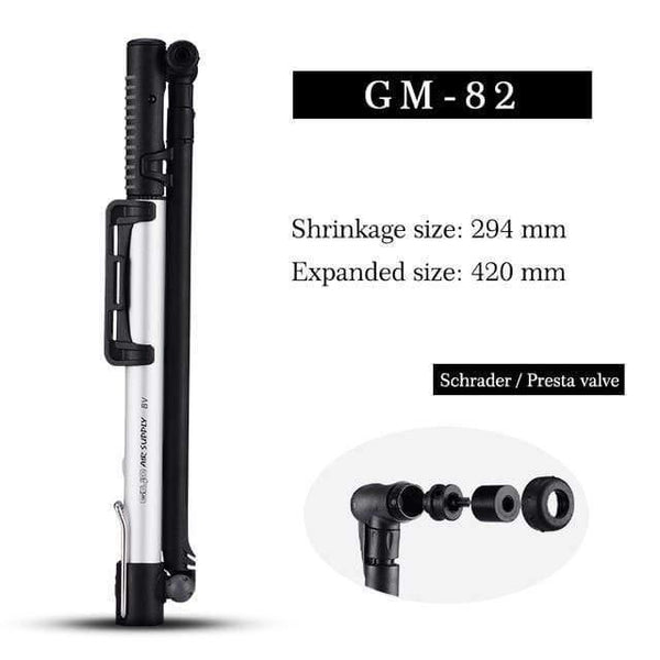 Planet Gates 82 Cycling Bicycle Pump 140 PSI MTB Foldable Bike Ball Aluminum Alloy Portable Floor Air Inflator Pump Presta / Schrader Valve