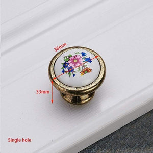 Antique Bronze Ceramic Cabinet Handles Zinc Alloy Drawer Knobs Wardrobe Door Handles Morning Glory European Furniture Handle