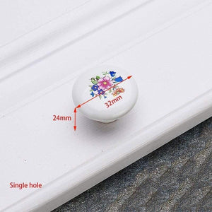 Antique Bronze Ceramic Cabinet Handles Zinc Alloy Drawer Knobs Wardrobe Door Handles Morning Glory European Furniture Handle