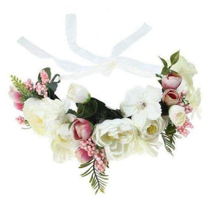 Planet Gates 82B Haimeikang Camellia Flower Garland Wreath of Flowers  Gum Plaiting Women Girls Flower Crown Headbands Wedding Hair Accessories