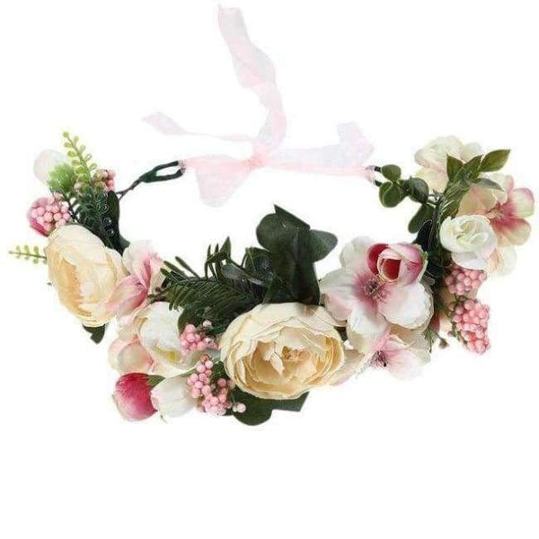 Planet Gates 82C Haimeikang Camellia Flower Garland Wreath of Flowers  Gum Plaiting Women Girls Flower Crown Headbands Wedding Hair Accessories