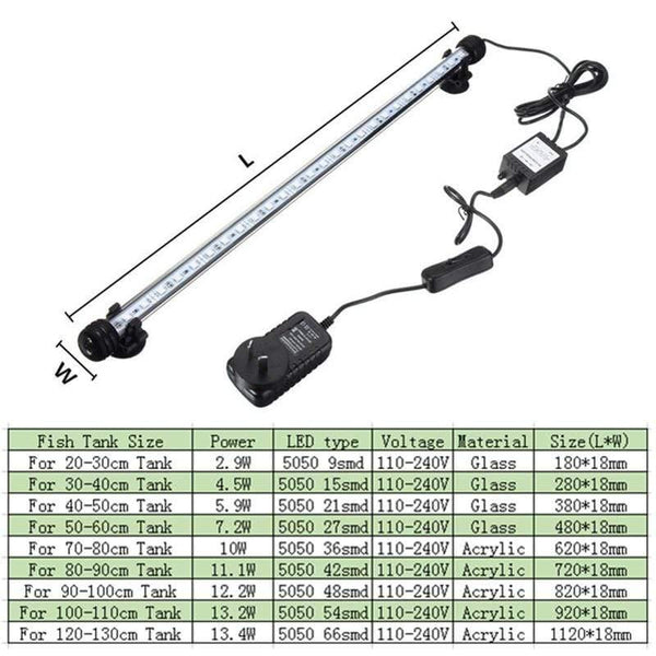82CM LED Aquarium Fish Tank Light Bar Lamp IP68 Submersible RGB Remote 5050 SMD 110-240V EU/US/UK/AU Plug