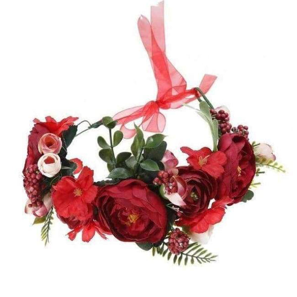 Planet Gates 82D Haimeikang Camellia Flower Garland Wreath of Flowers  Gum Plaiting Women Girls Flower Crown Headbands Wedding Hair Accessories