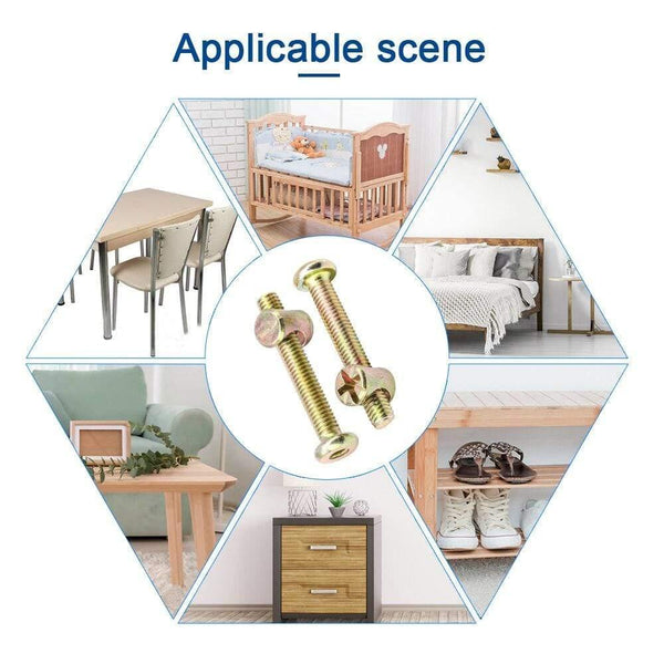 82pcs/set Hex Socket Flat Head Furniture Screws Barrel Nuts M6 Zinc Plated Baby Crib Screws Hardware Assortment Kit For Baby Bed (CX-7380.1-82HZ)