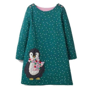 Girls Dress With Animal Applique Long Sleeve Princess Dress Children Costume Robe Fille Kids Party Dresses Baby Girl Clothes - 83 / 2T