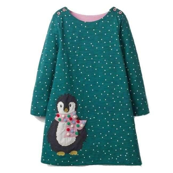 Girls Dress With Animal Applique Long Sleeve Princess Dress Children Costume Robe Fille Kids Party Dresses Baby Girl Clothes - 83 / 2T