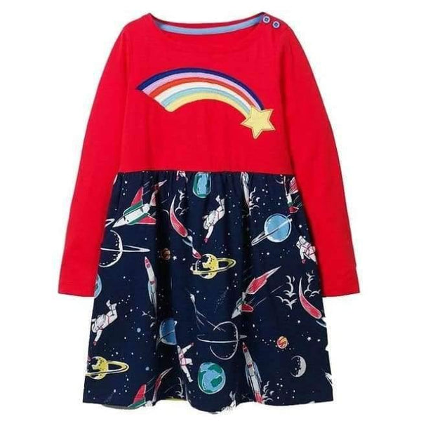 Planet Gates 84 / 2T Girl Dresses Long Sleeve  Brand 100% Cotton Baby Dress Christmas Children Clothes Kids Dress Princess Vestido