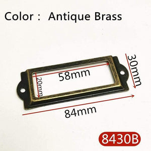 10pcs Label Pull Frame Antique Brass Golden Medicine Drawer File Name Card Holder Furniture Hardware Accessories