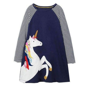 Planet Gates 85 / 2T Girls Dress with Animal Applique Long Sleeve Princess Dress Children Costume Robe Fille Kids Party Dresses Baby Girl Clothes