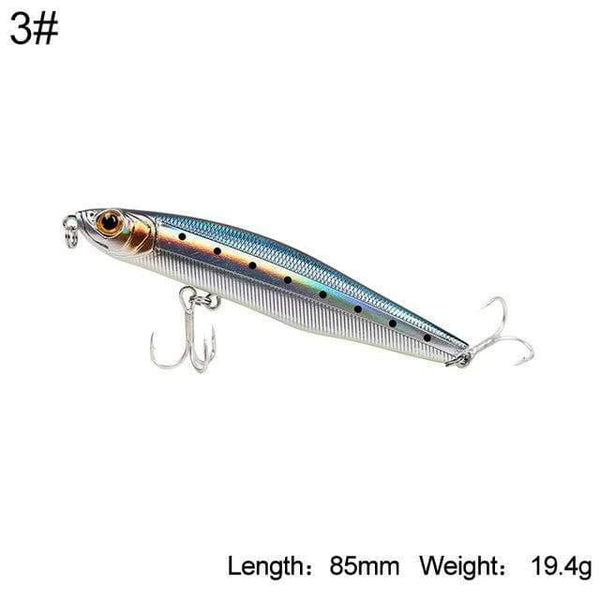 Planet Gates 85mm color 3 Fishing Hard Lure Sinking Pencil Lure 100mm 29.7g,85mm 19.4g Sea Bass Long casting lure Artificial Lure Model 5503