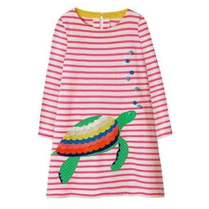 Planet Gates 88 / 2T Girls Dress with Animal Applique Long Sleeve Princess Dress Children Costume Robe Fille Kids Party Dresses Baby Girl Clothes