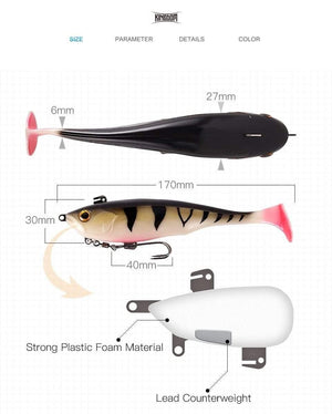 Planet Gates 8803-01 Soft Baits Swim Shad Double Hook Fishing Lures 170mm 55g Saltwater Swimbait Fishing Good Action Soft Lure