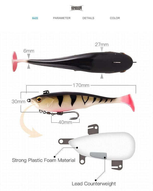 Planet Gates 8803-01 Soft Baits Swim Shad Double Hook Fishing Lures 170mm 55g Saltwater Swimbait Fishing Good Action Soft Lure