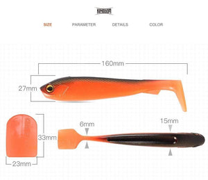 Planet Gates 8804-Color 01 / 160mm 40g Fishing Lure Soft Lure Shad 160mm 40g T-tail Wobblers PVC Material Sinking Action Paddle 2pcs/Bag Model 8804