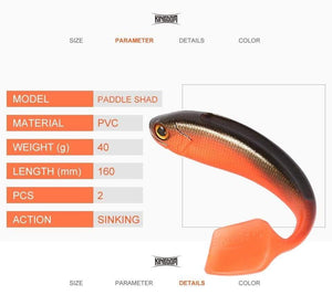 Planet Gates 8804-Color 01 / 160mm 40g Fishing Lure Soft Lure Shad 160mm 40g T-tail Wobblers PVC Material Sinking Action Paddle 2pcs/Bag Model 8804