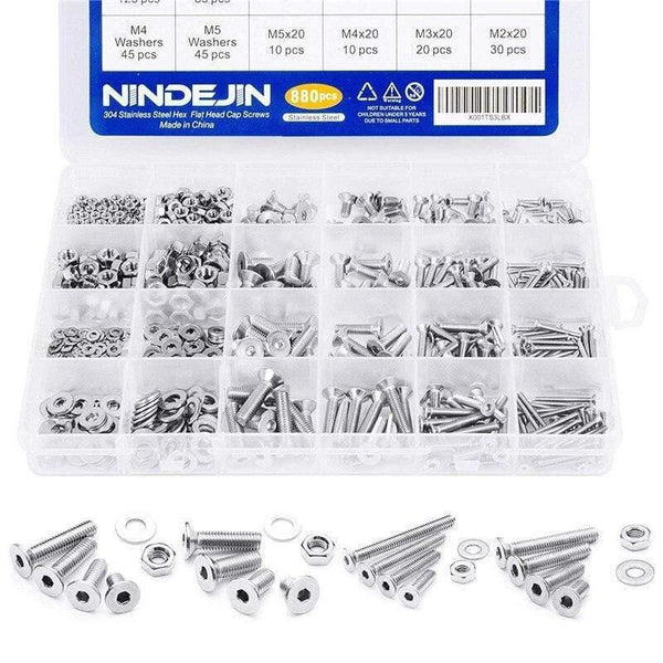 880Pcs M2 M3 M4 M5 Hex Hexagon Socket Screw Set Stainless Steel Flat Round Cap Head Screw Kit Bolts And Nuts Allen Bolts Set