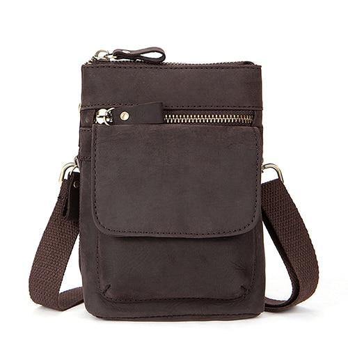 Planet Gates 8868BP1crazydepcoffe Men Bags Genuine Leather Waist Pack Small Crossbody Messenger Bag Men Shoulder Bags Belt Phone Pouch Bag Male Pouch 8868