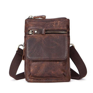Planet Gates 8868BR1crazyredcoffe Men Bags Genuine Leather Waist Pack Small Crossbody Messenger Bag Men Shoulder Bags Belt Phone Pouch Bag Male Pouch 8868