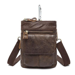 Planet Gates 8868coffee Men Bags Genuine Leather Waist Pack Small Crossbody Messenger Bag Men Shoulder Bags Belt Phone Pouch Bag Male Pouch 8868