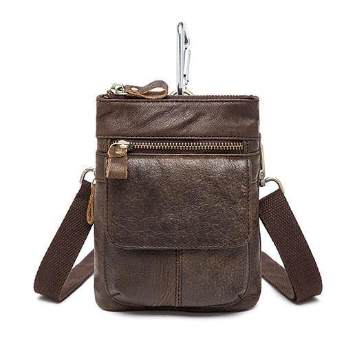 Planet Gates 8868coffee Men Bags Genuine Leather Waist Pack Small Crossbody Messenger Bag Men Shoulder Bags Belt Phone Pouch Bag Male Pouch 8868