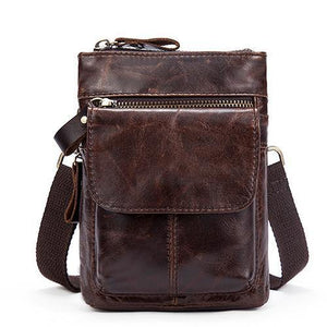 Planet Gates 8868V1redcoffee Men Bags Genuine Leather Waist Pack Small Crossbody Messenger Bag Men Shoulder Bags Belt Phone Pouch Bag Male Pouch 8868