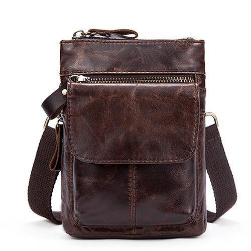 Planet Gates 8868V1redcoffee Men Bags Genuine Leather Waist Pack Small Crossbody Messenger Bag Men Shoulder Bags Belt Phone Pouch Bag Male Pouch 8868