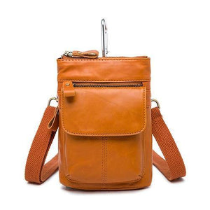 Planet Gates 8868Yellow Men Bags Genuine Leather Waist Pack Small Crossbody Messenger Bag Men Shoulder Bags Belt Phone Pouch Bag Male Pouch 8868