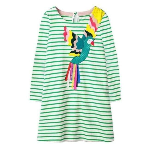 Planet Gates 89 / 2T Girls Dress with Animal Applique Long Sleeve Princess Dress Children Costume Robe Fille Kids Party Dresses Baby Girl Clothes