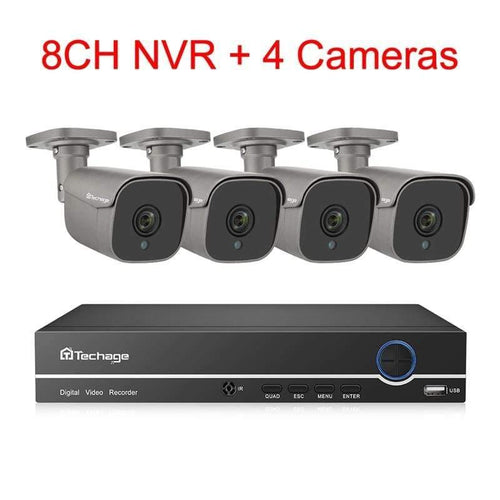 Planet Gates 8CH NVR and 4 Camera / None Security CCTV System Motion Detect Two Way Audio AI IP Camera IR Outdoor P2P Video Surveillance Set
