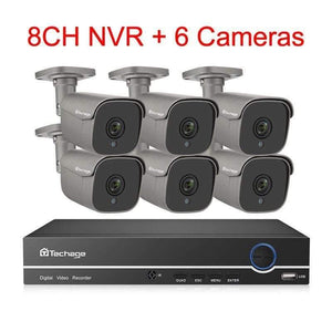 Planet Gates 8CH NVR and 6 Camera / None Security CCTV System Motion Detect Two Way Audio AI IP Camera IR Outdoor P2P Video Surveillance Set