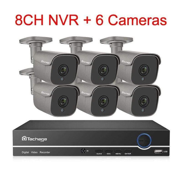 Planet Gates 8CH NVR and 6 Camera / None Security CCTV System Motion Detect Two Way Audio AI IP Camera IR Outdoor P2P Video Surveillance Set