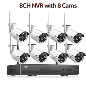 Planet Gates 8CH NVR with 8 Cams / None CCTV System 8ch HD Wireless NVR kit 3TB HDD Outdoor IR Night Vision IP Wifi Camera Security System Surveillance Hiseeu