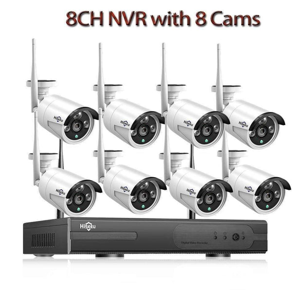 Planet Gates 8CH NVR with 8 Cams / None CCTV System 8ch HD Wireless NVR kit 3TB HDD Outdoor IR Night Vision IP Wifi Camera Security System Surveillance Hiseeu
