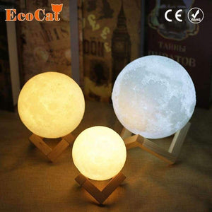 Planet Gates 8CM / China Moon lamp LED light 20CM 18CM 15CM 3D Print USB  Moonlight 2 Colors Changeable Touch Switch Night Light For Creative Gift Home