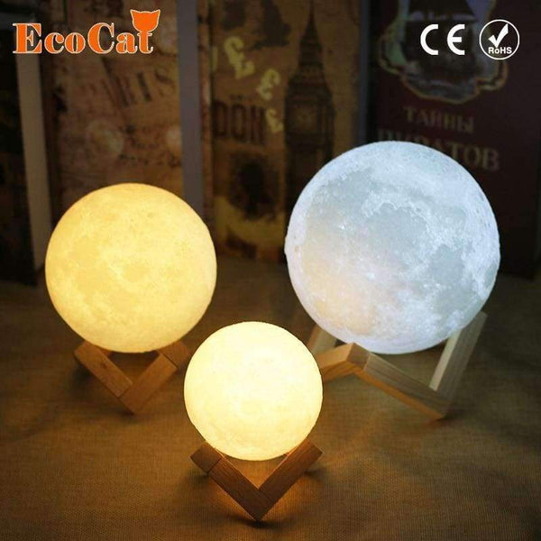 Planet Gates 8CM / China Moon lamp LED light 20CM 18CM 15CM 3D Print USB  Moonlight 2 Colors Changeable Touch Switch Night Light For Creative Gift Home