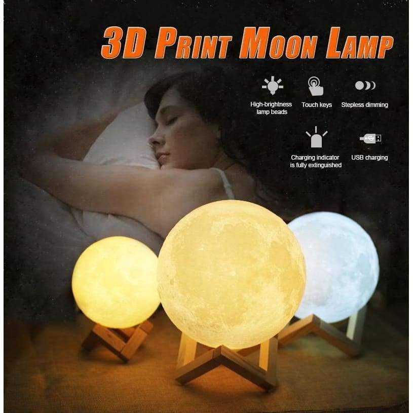 Planet Gates 8CM / China Moon lamp LED light 20CM 18CM 15CM 3D Print USB  Moonlight 2 Colors Changeable Touch Switch Night Light For Creative Gift Home
